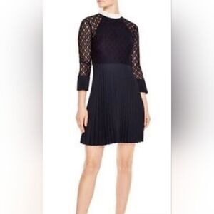 Sandro black lace fit and flare dress